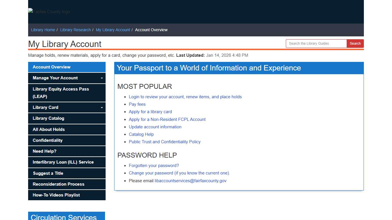 Account Overview - My Library Account - Library Research at Fairfax County Government